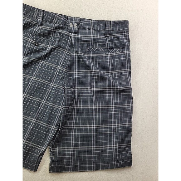 Under Armour Men 36 Black Plaid Golf Chino Short Slash Pockets Lightweight 11" - Picture 8 of 8